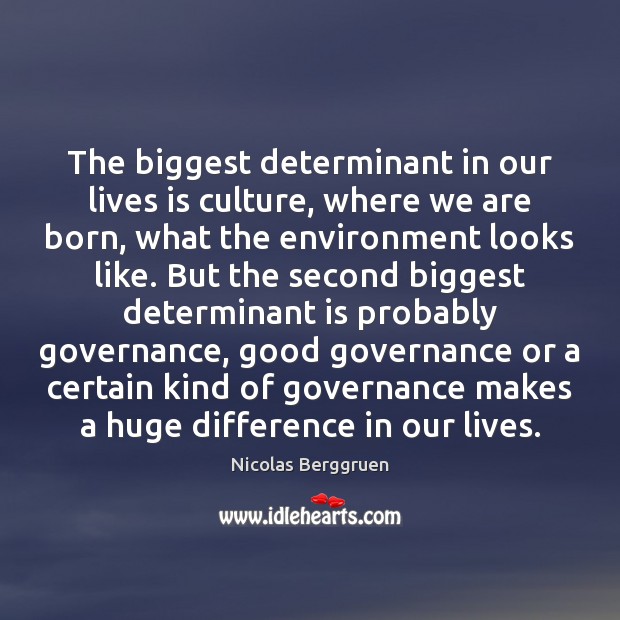 The biggest determinant in our lives is culture, where we are born, Nicolas Berggruen Picture Quote