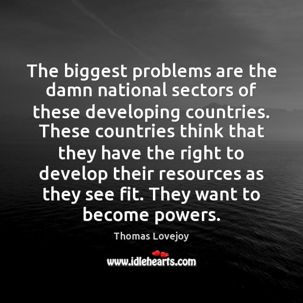 The biggest problems are the damn national sectors of these developing countries. Thomas Lovejoy Picture Quote