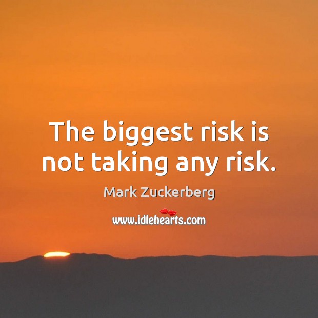 The biggest risk is not taking any risk. Image