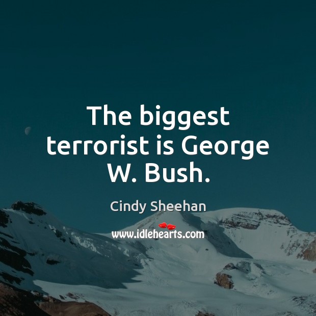 The biggest terrorist is George W. Bush. Cindy Sheehan Picture Quote