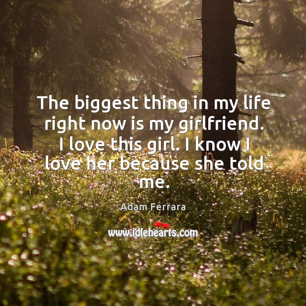 The biggest thing in my life right now is my girlfriend. I Adam Ferrara Picture Quote