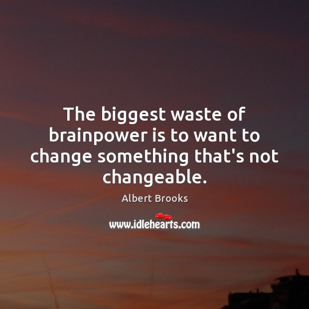 The biggest waste of brainpower is to want to change something that’s not changeable. Image