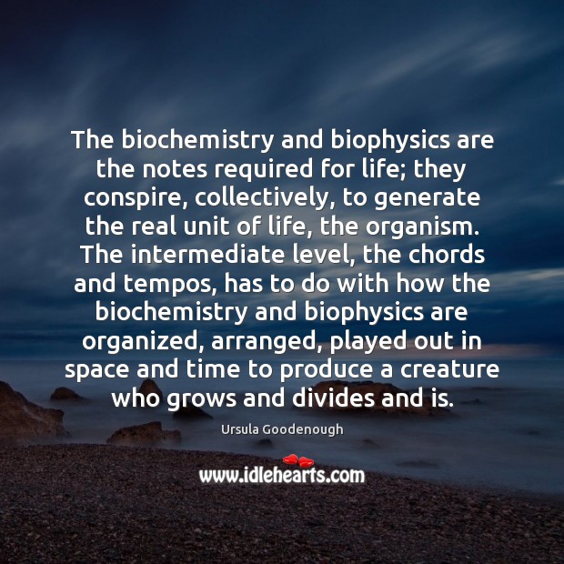 The biochemistry and biophysics are the notes required for life; they conspire, 
