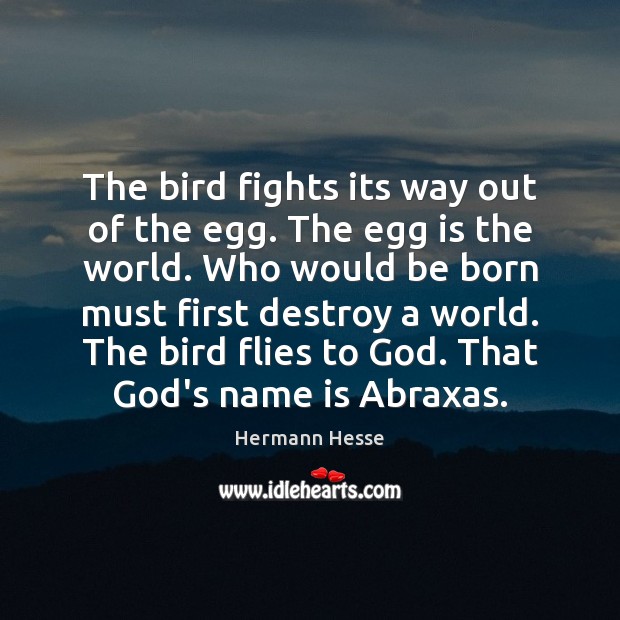 The bird fights its way out of the egg. The egg is Image