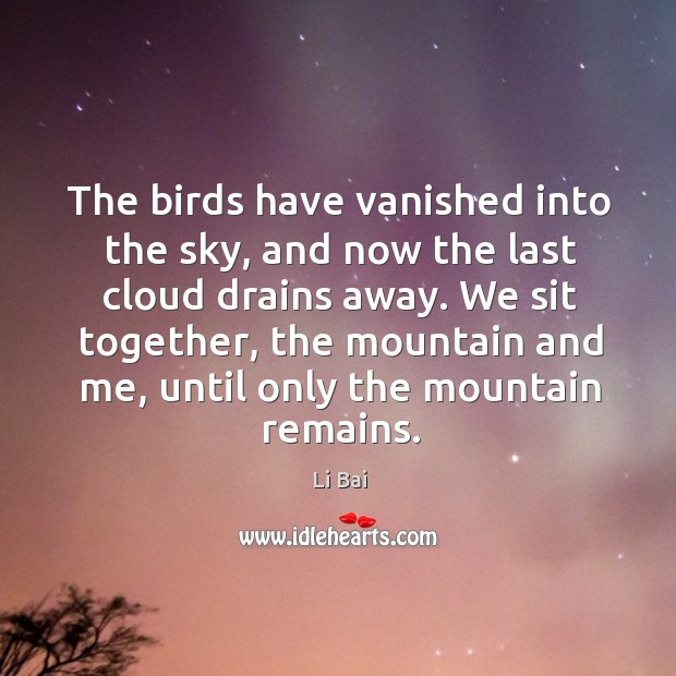 The birds have vanished into the sky, and now the last cloud Li Bai Picture Quote