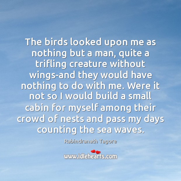 The birds looked upon me as nothing but a man, quite a Rabindranath Tagore Picture Quote