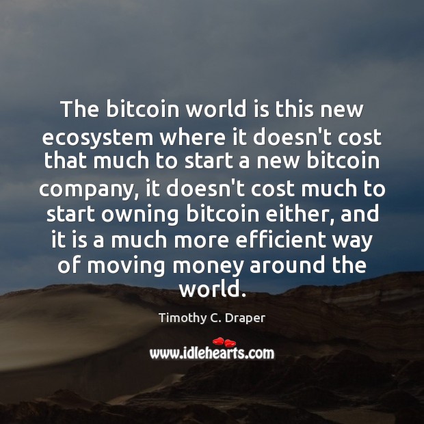 The bitcoin world is this new ecosystem where it doesn’t cost that Timothy C. Draper Picture Quote