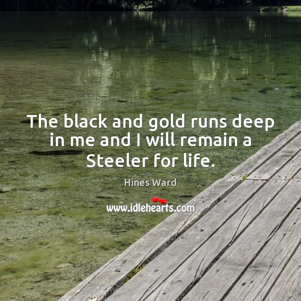 The black and gold runs deep in me and I will remain a Steeler for life. Hines Ward Picture Quote