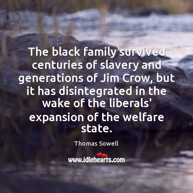 The black family survived centuries of slavery and generations of Jim Crow, Thomas Sowell Picture Quote