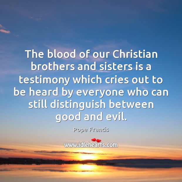 The blood of our Christian brothers and sisters is a testimony which 