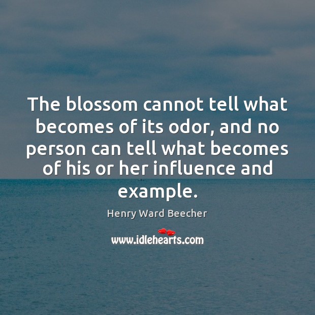 The blossom cannot tell what becomes of its odor, and no person Henry Ward Beecher Picture Quote
