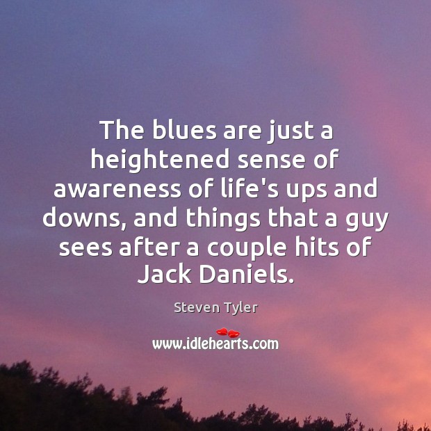 The blues are just a heightened sense of awareness of life’s ups Steven Tyler Picture Quote