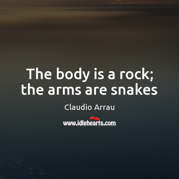 The body is a rock; the arms are snakes Image