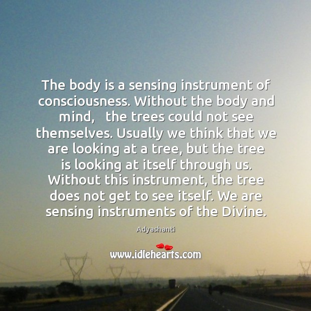 The body is a sensing instrument of consciousness. Without the body and Adyashanti Picture Quote