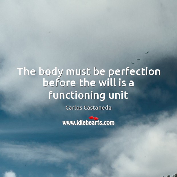 The body must be perfection before the will is a functioning unit Image