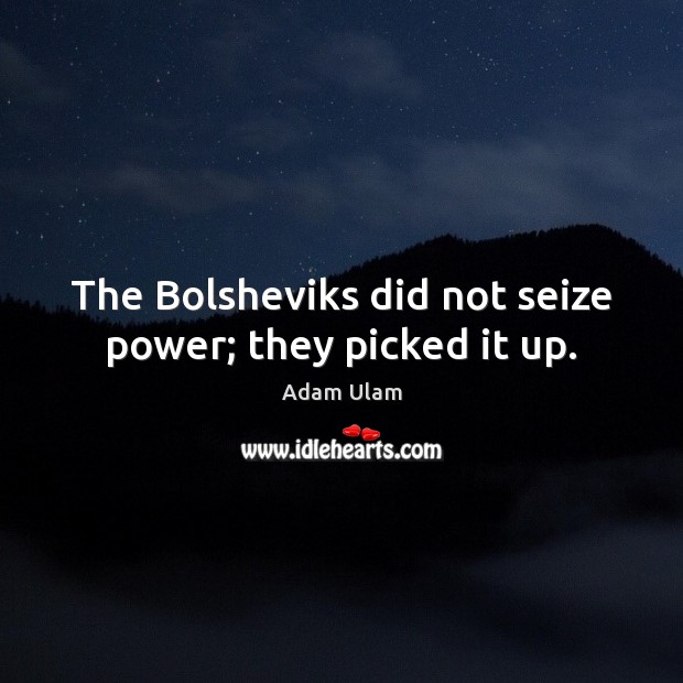 The Bolsheviks did not seize power; they picked it up. Adam Ulam Picture Quote