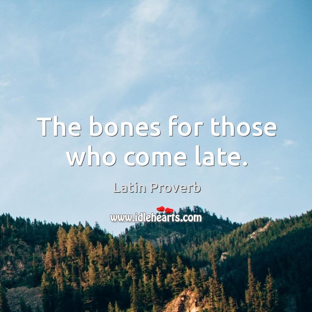 The bones for those who come late. Latin Proverbs Image