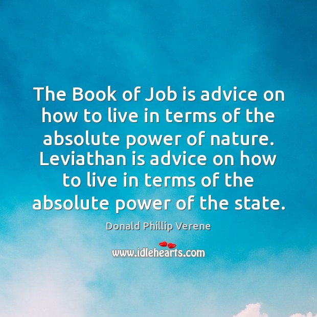 The Book of Job is advice on how to live in terms Donald Phillip Verene Picture Quote
