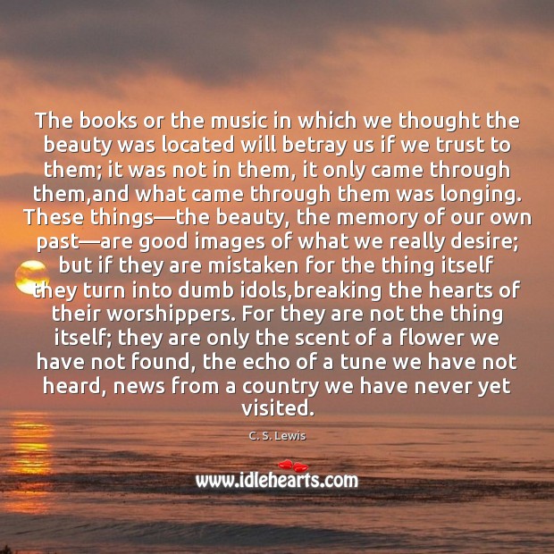The books or the music in which we thought the beauty was 
