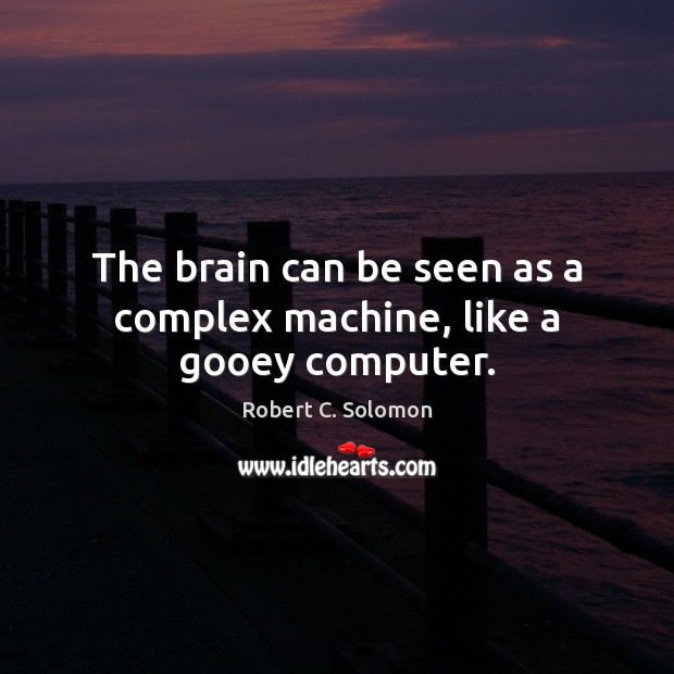 The brain can be seen as a complex machine, like a gooey computer. Robert C. Solomon Picture Quote