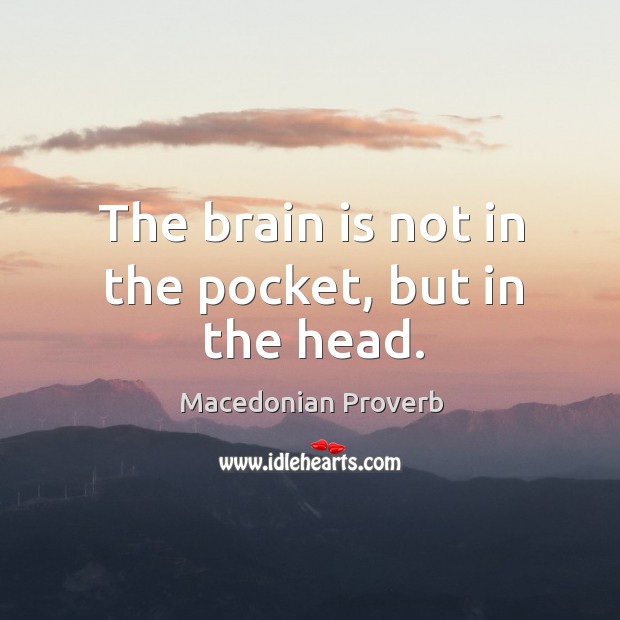The brain is not in the pocket, but in the head. Macedonian Proverbs Image
