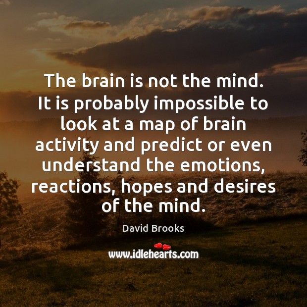 The brain is not the mind. It is probably impossible to look David Brooks Picture Quote