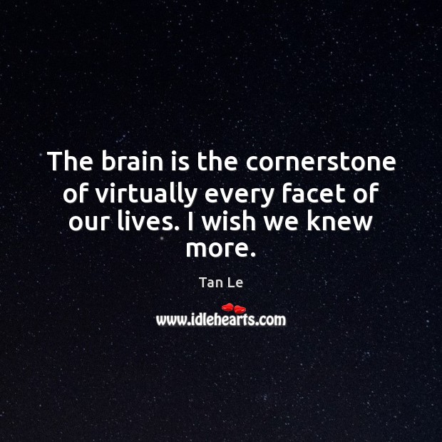 The brain is the cornerstone of virtually every facet of our lives. I wish we knew more. Tan Le Picture Quote