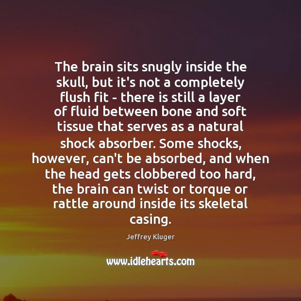 The brain sits snugly inside the skull, but it’s not a completely Jeffrey Kluger Picture Quote