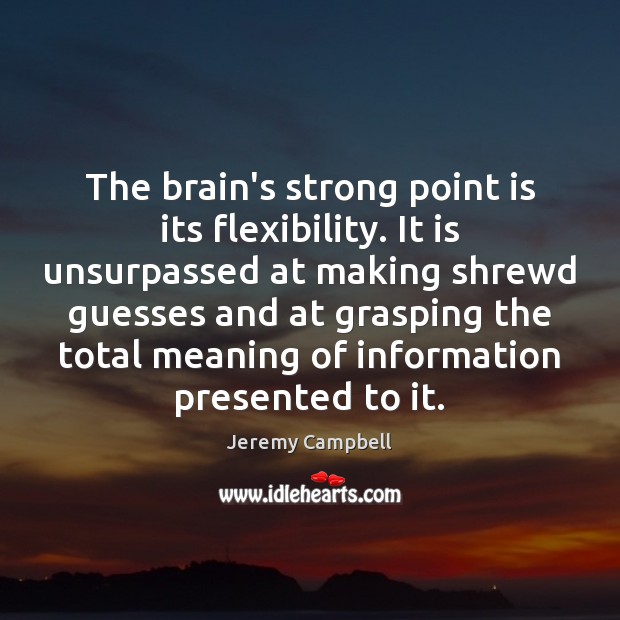 The brain’s strong point is its flexibility. It is unsurpassed at making Jeremy Campbell Picture Quote