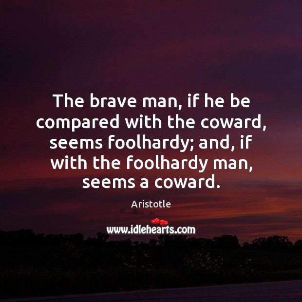 The brave man, if he be compared with the coward, seems foolhardy; Image