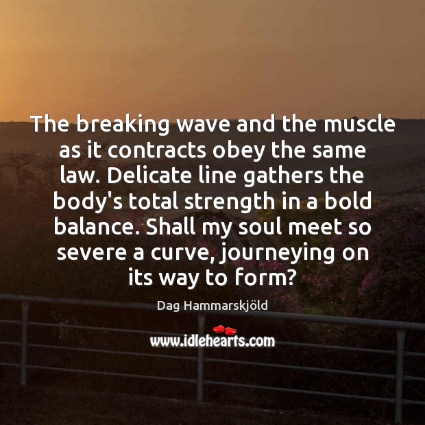 The breaking wave and the muscle as it contracts obey the same Dag Hammarskjöld Picture Quote