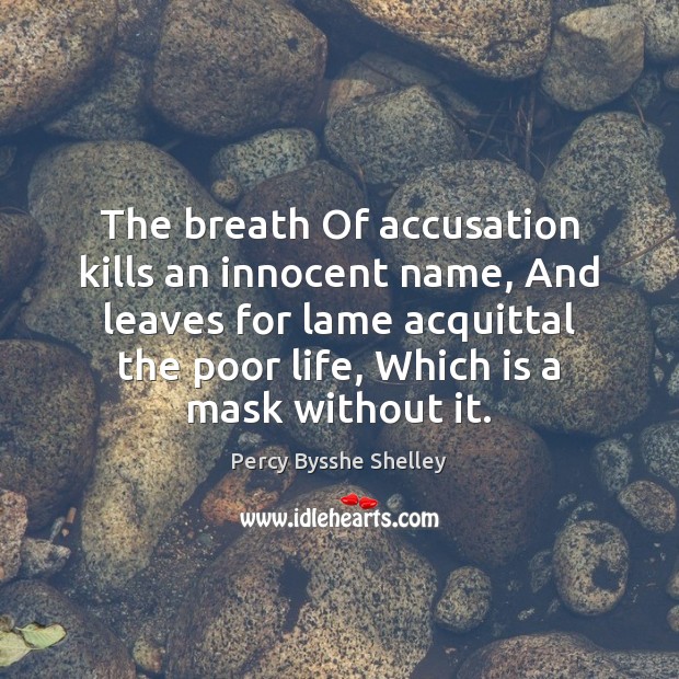 The breath Of accusation kills an innocent name, And leaves for lame Image