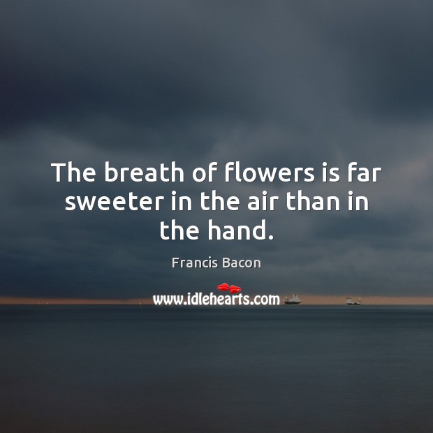 The breath of flowers is far sweeter in the air than in the hand. Francis Bacon Picture Quote