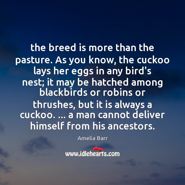 The breed is more than the pasture. As you know, the cuckoo Amelia Barr Picture Quote