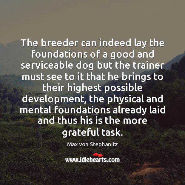 The breeder can indeed lay the foundations of a good and serviceable Max von Stephanitz Picture Quote