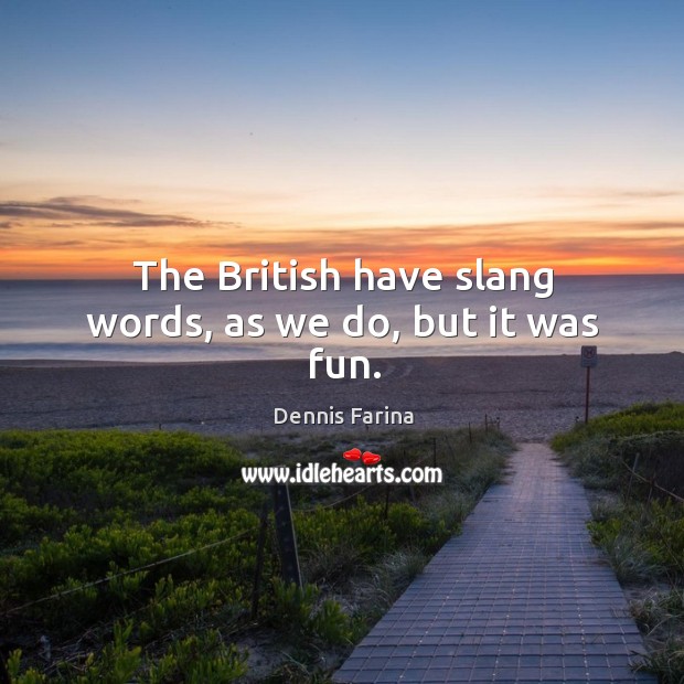 The british have slang words, as we do, but it was fun. Dennis Farina Picture Quote