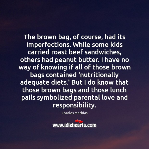 The brown bag, of course, had its imperfections. While some kids carried 