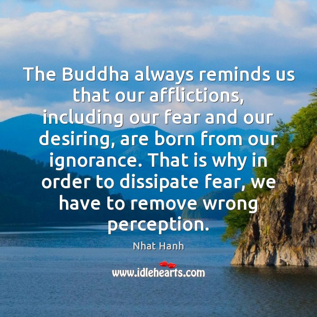 The Buddha always reminds us that our afflictions, including our fear and 