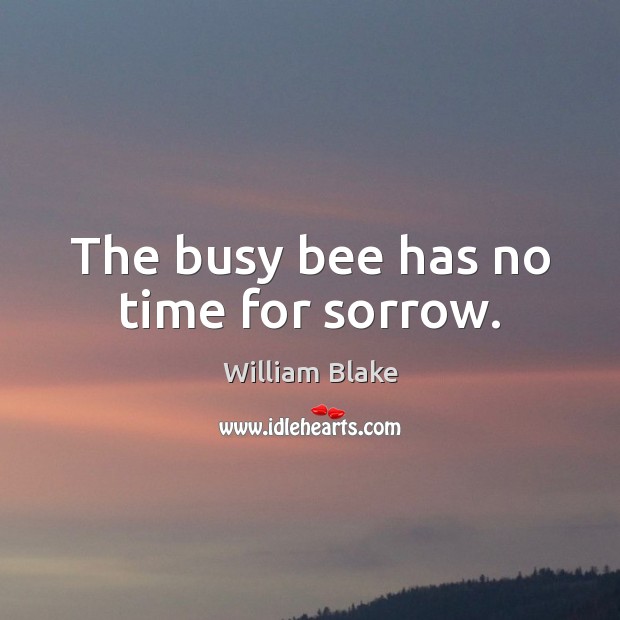 The busy bee has no time for sorrow. William Blake Picture Quote
