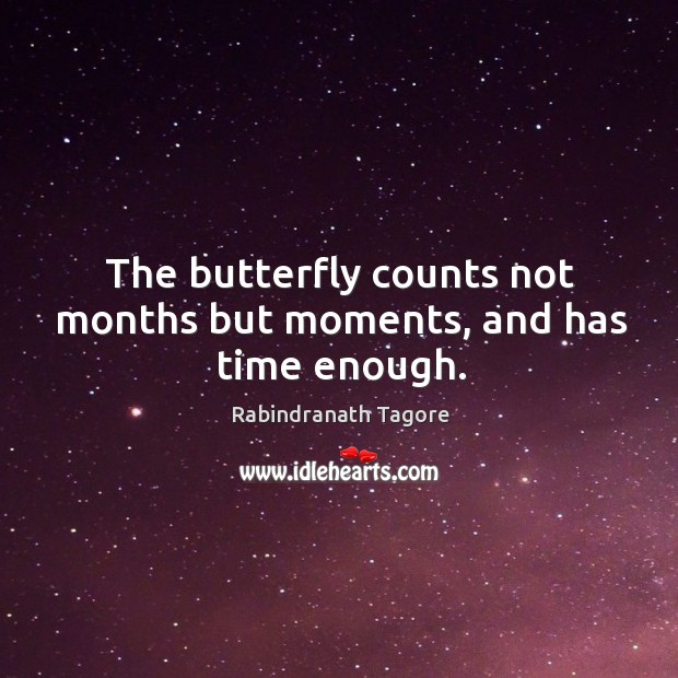 The butterfly counts not months but moments, and has time enough. Rabindranath Tagore Picture Quote