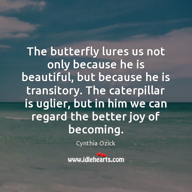 The butterfly lures us not only because he is beautiful, but because Cynthia Ozick Picture Quote