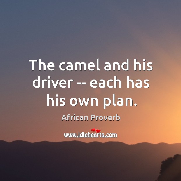 The camel and his driver — each has his own plan. Image