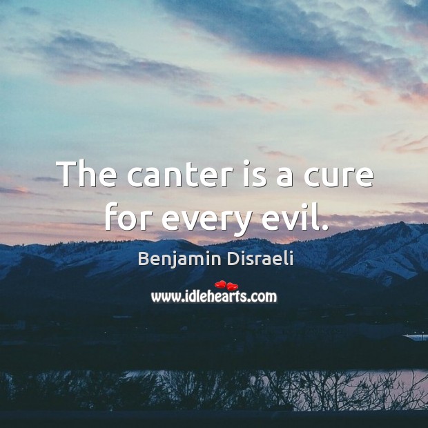 The canter is a cure for every evil. Benjamin Disraeli Picture Quote