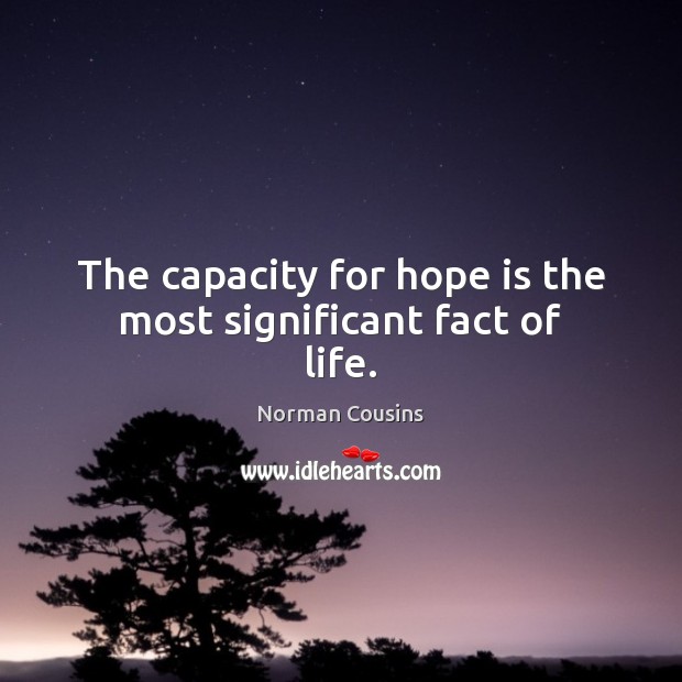 The capacity for hope is the most significant fact of life. Norman Cousins Picture Quote