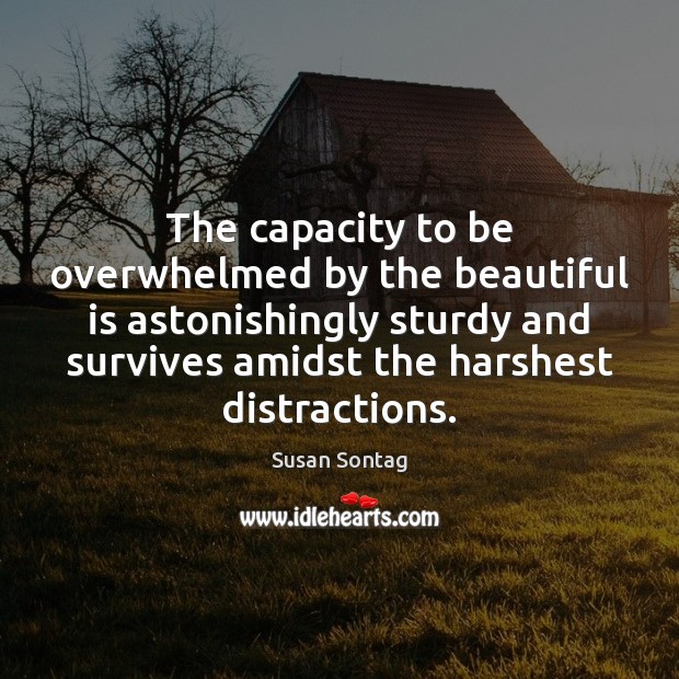 The capacity to be overwhelmed by the beautiful is astonishingly sturdy and Susan Sontag Picture Quote