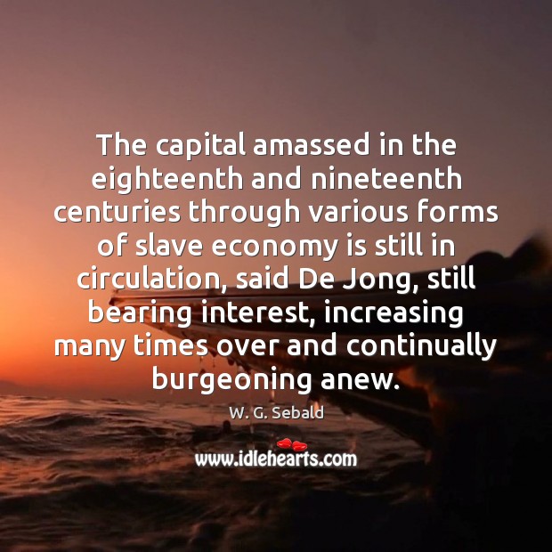 The capital amassed in the eighteenth and nineteenth centuries through various forms W. G. Sebald Picture Quote
