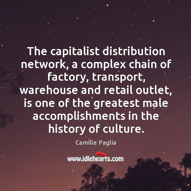 The capitalist distribution network, a complex chain of factory, transport, warehouse and Image