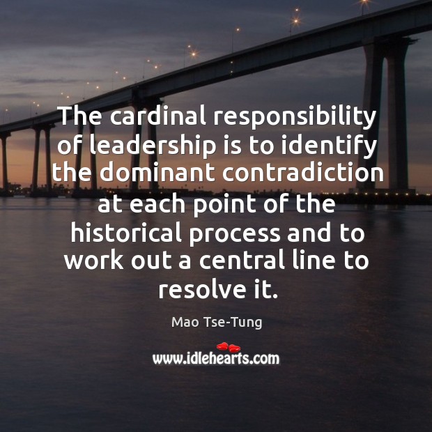 The cardinal responsibility of leadership is to identify the dominant Image