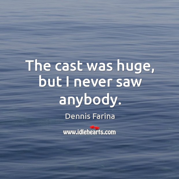 The cast was huge, but I never saw anybody. Dennis Farina Picture Quote