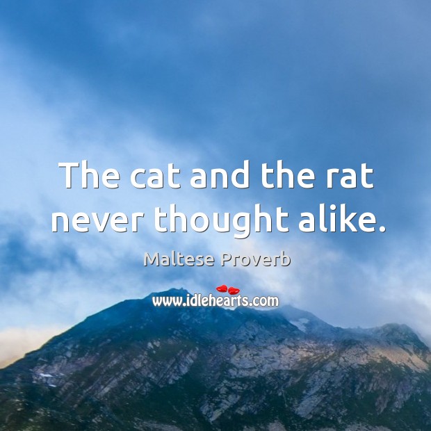 The cat and the rat never thought alike. Maltese Proverbs Image